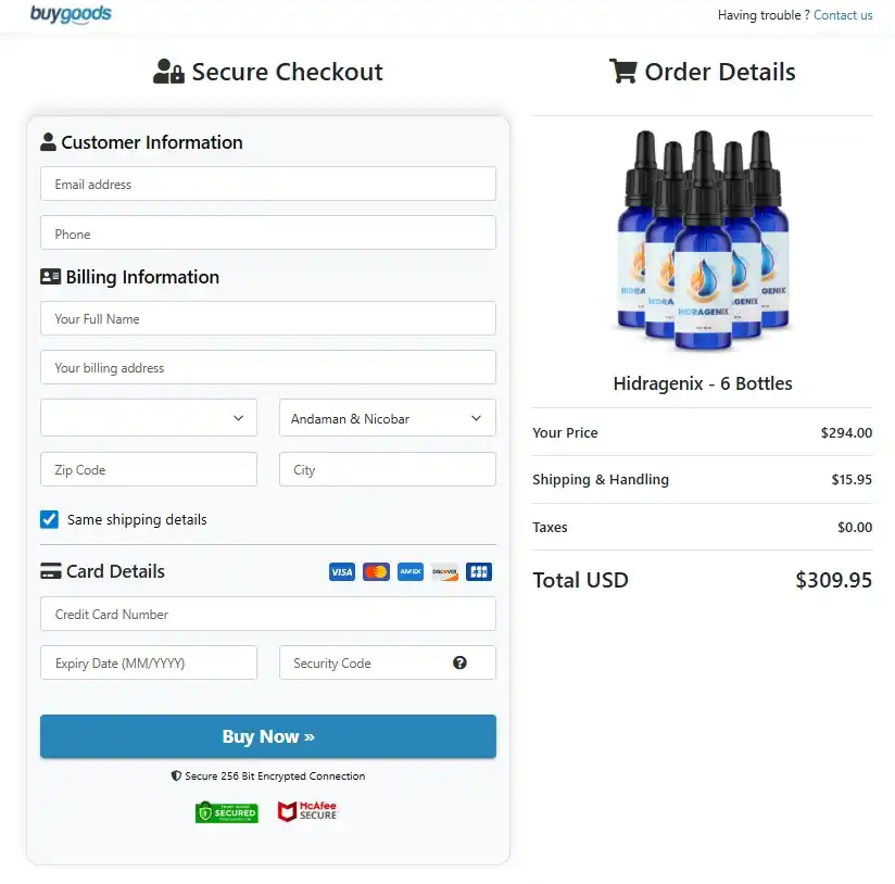 Hidragenix Hidragenix Order Page